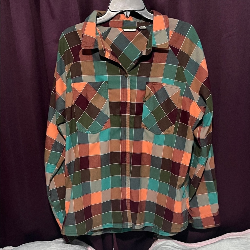 L.L. Bean Multicolor Plaid Button-Down Shirt